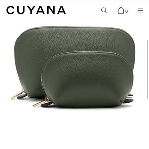 Cuyana travel set- forest green, tan zipper